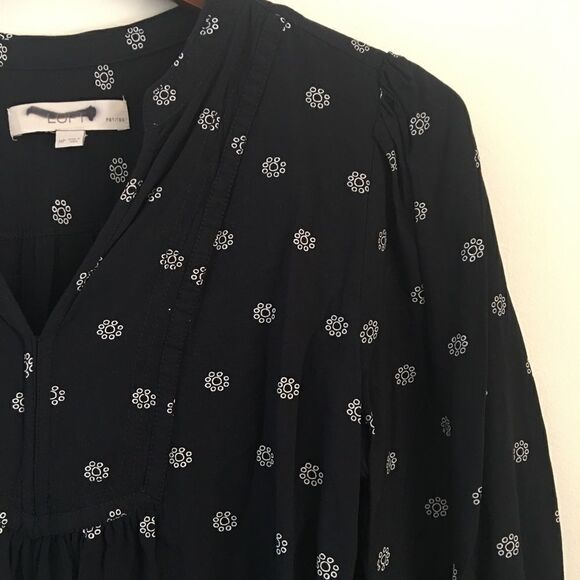 LOFT black & white print peasant top | MP - Picture 2 of 7